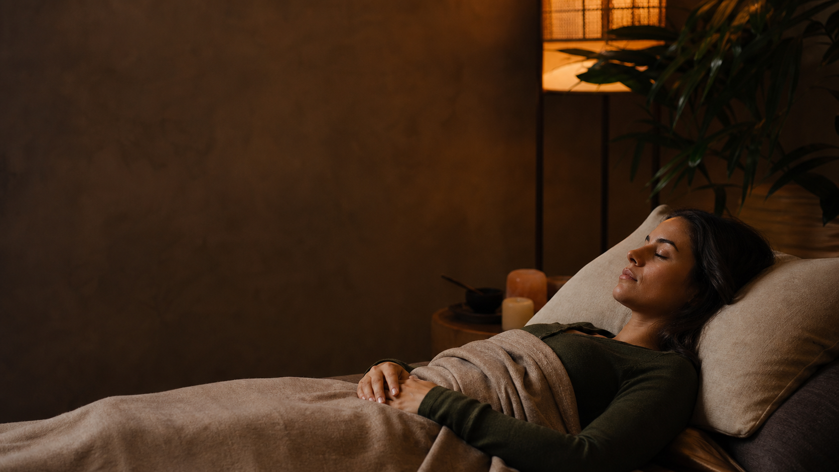 Ambiente terapêutico preparado para uma sessão de massagem consciente
