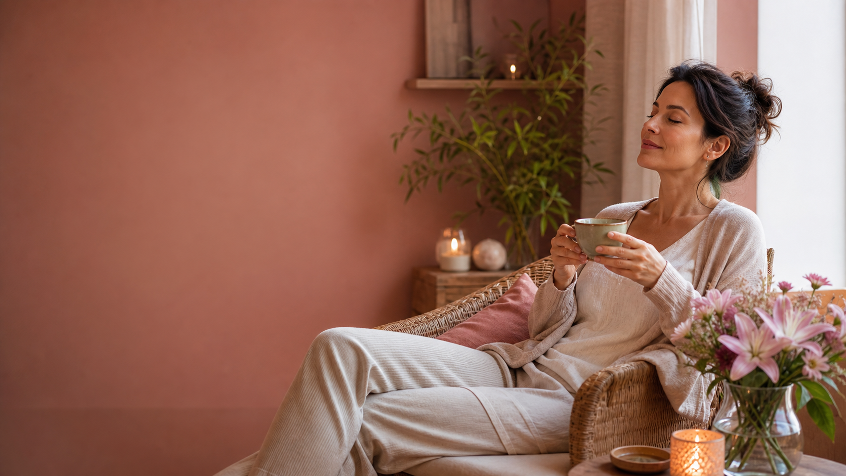 Ambiente terapêutico preparado para uma sessão de massagem consciente