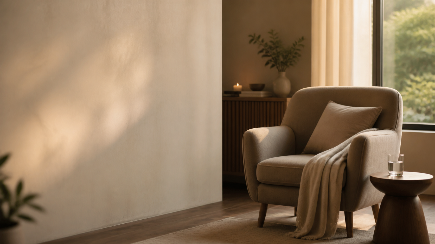 Ambiente terapêutico preparado para uma sessão de massagem consciente